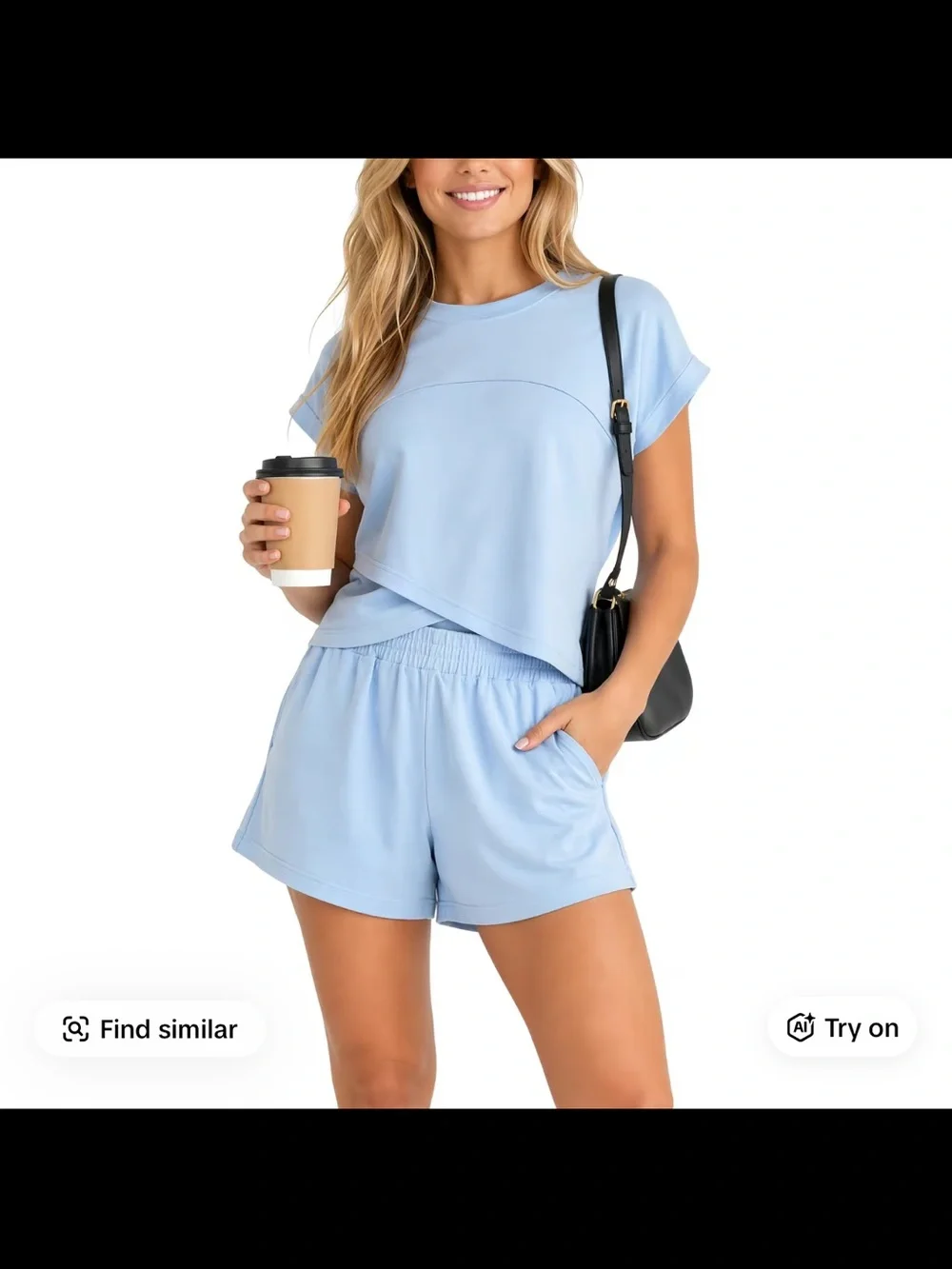 Women 2 Piece Short Casual Set Light Blue